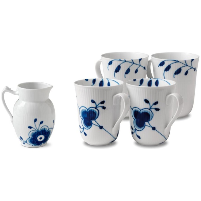 Royal Copenhagen <br>Blå Mega - 4 stk. krus+kande