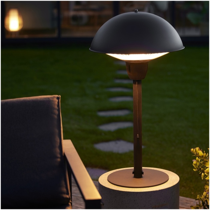 Nordic Sense <br>Terrassevarmer med lys – 1500W, sort