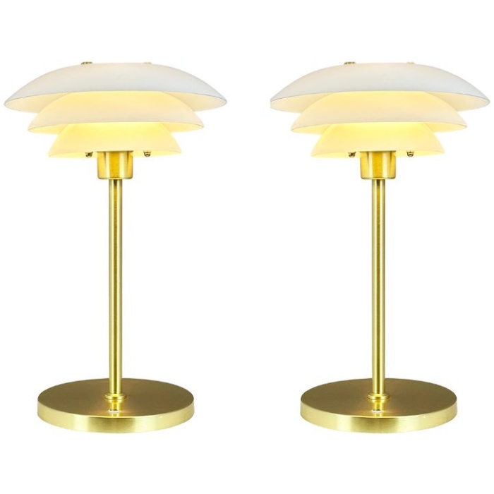 DL20 LED Opal/Messing Genopladelig lampe (2 stk. )